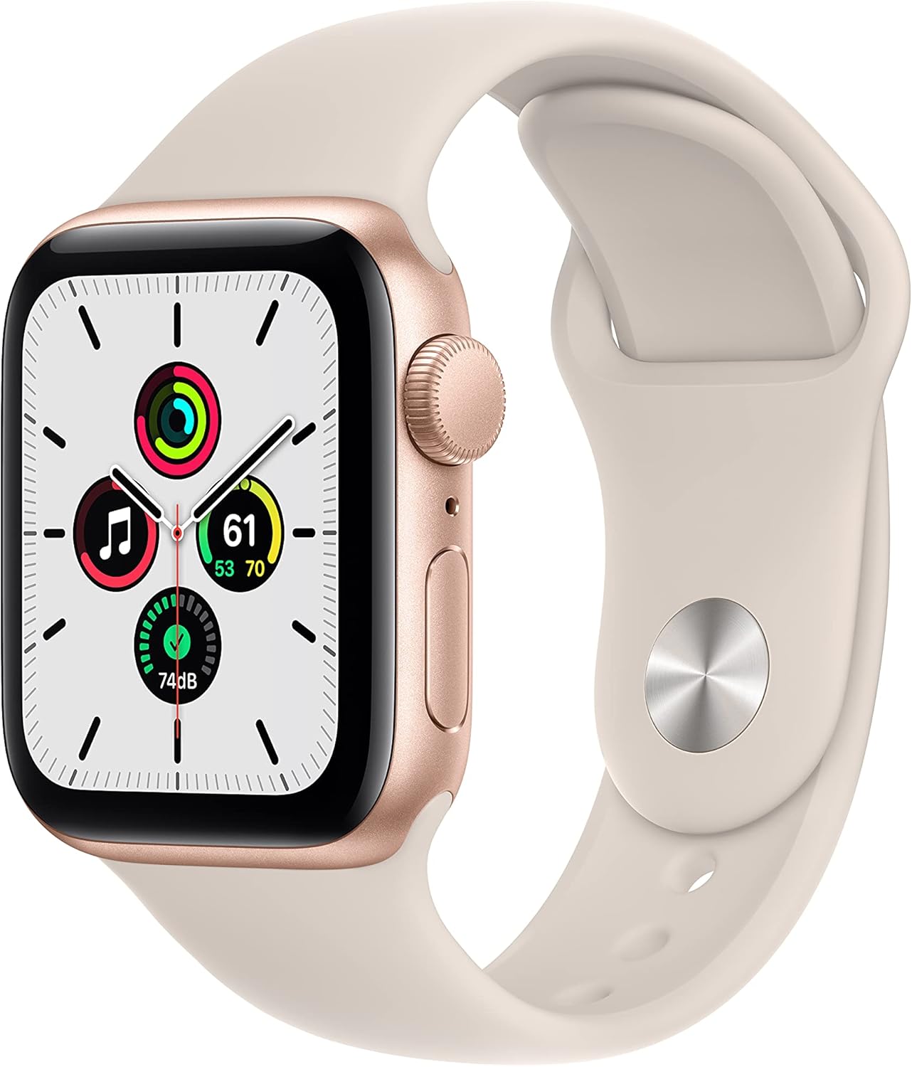 Apple Watch SE (Gen 1) [GPS 40mm] Smart watch w/Gold Aluminium Case with Starlight Sport Band. Fitness & Activity Tracker, Heart Rate Monitor