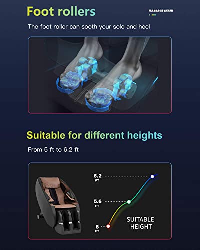 BestMassage Shiatsu Massage Chairs Full Body and Recliner Zero Gravity Massage Chair Electric with Built-in Heart Foot Roller Air Massage Easy to