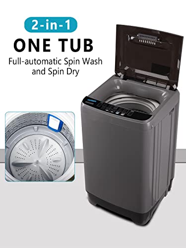 Krib Bling Full-Automatic Washing Machine with Drain Pump, 17.7 lbs Compact Washer, 10 Wash Program & 8 Water Level, Ideal for Apartment, Dorm, RV