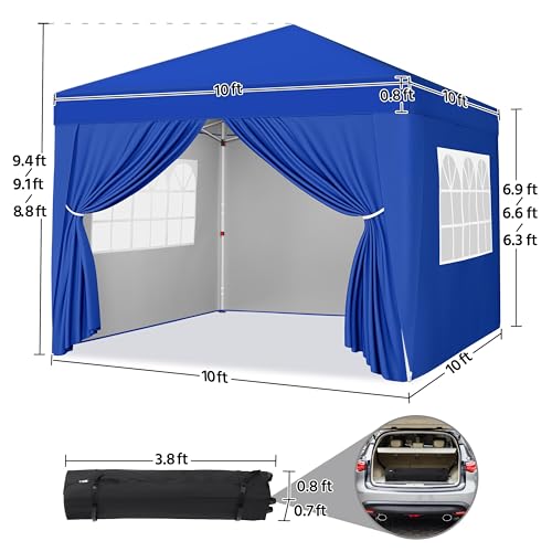 Yaheetech 10x10 Pop Up Canopy with 4 Removable Sidewalls, Portable Enclosed Instant Tent, Waterproof Outdoor Tent, Beach Sun Shelter with 4 Sandbags