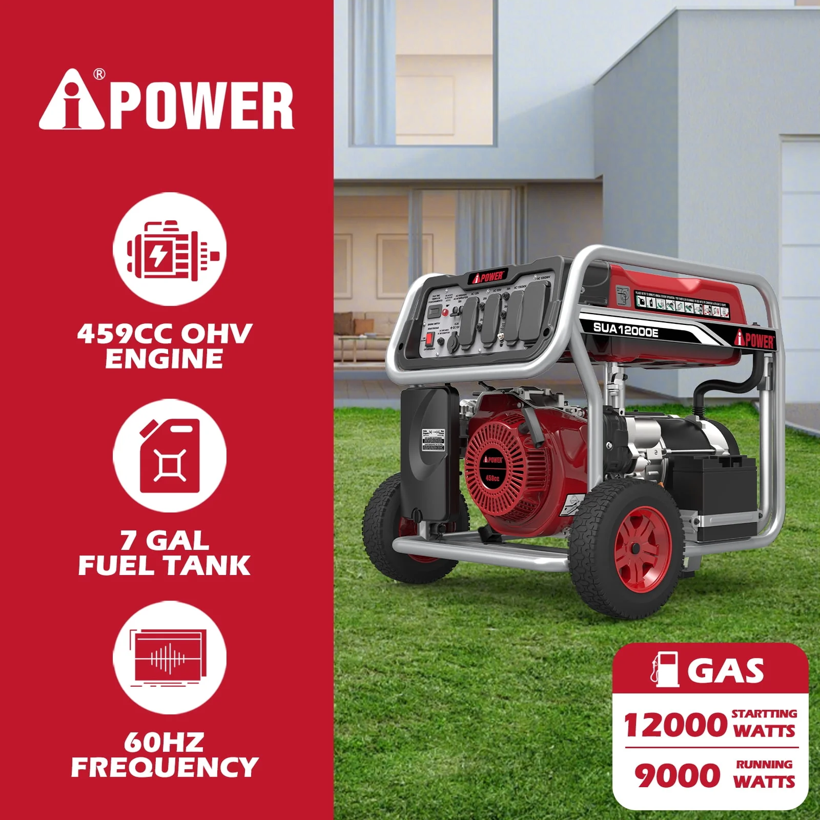 A iPower 12000 Watt Portable Gas Powered Generator w/ Electric Start & Wheel Kit