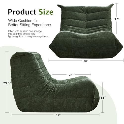 Bean Bag Chairs for Adults Giant Bean Bag Chair Memory Foam BeanBag Chair Big Bean Bag Sofa with Filler Faux Fur Fireside Beanbags Lazy Sofa for