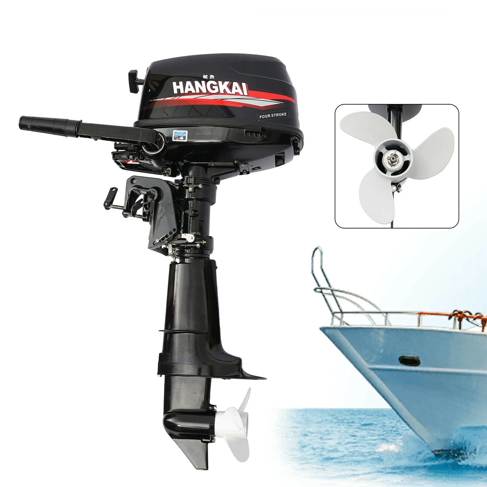 4Stroke 6.5HP Outboard Motor Marine Boat Engine Water Cooling CDI System 6.5HP 4-Stroke Outboard Motor Tiller control Boat Engine Water Cooling 123CC