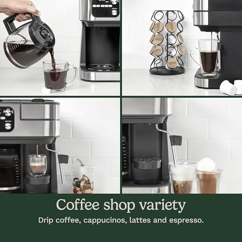 Cuisinart Coffee Center Barista Bar 4-in-1 Coffee Maker, Single-Serve Pods Compatible, Coffeemaker, Three Brewing Sizes, SS-4N1MBNAS, Black