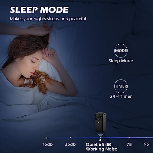 HOMCOM Portable Air Conditioner, 4-in-1 Mobile AC Unit with Dehumidifier, Cooling Fan, Sleep, Remote, 24H Timer, Auto Off, Window Installation Kit