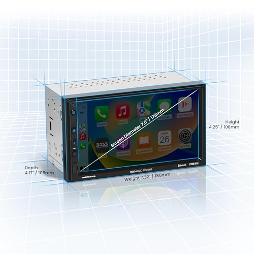 BOSS Audio Systems BCP62 Car Stereo - Apple CarPlay, Double Din, 6.2 Inch Capacitive Touchscreen, Bluetooth, No CD DVD Player, AM/FM Radio Receiver