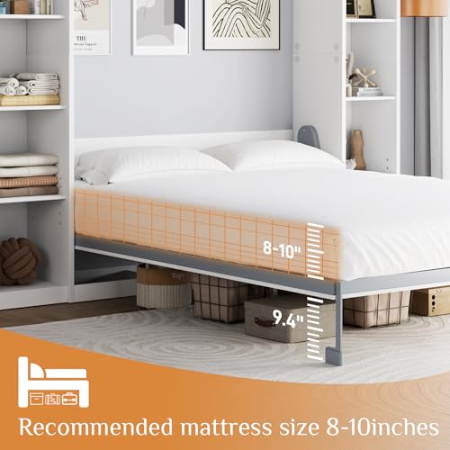 Rophefx Queen Murphy Bed Cabinet with 5-Tier Adjustable Storage Shelves, Queen Wall Bed Cabinet Bed, Wood Space Saving Beds, Foldable Platform Beds
