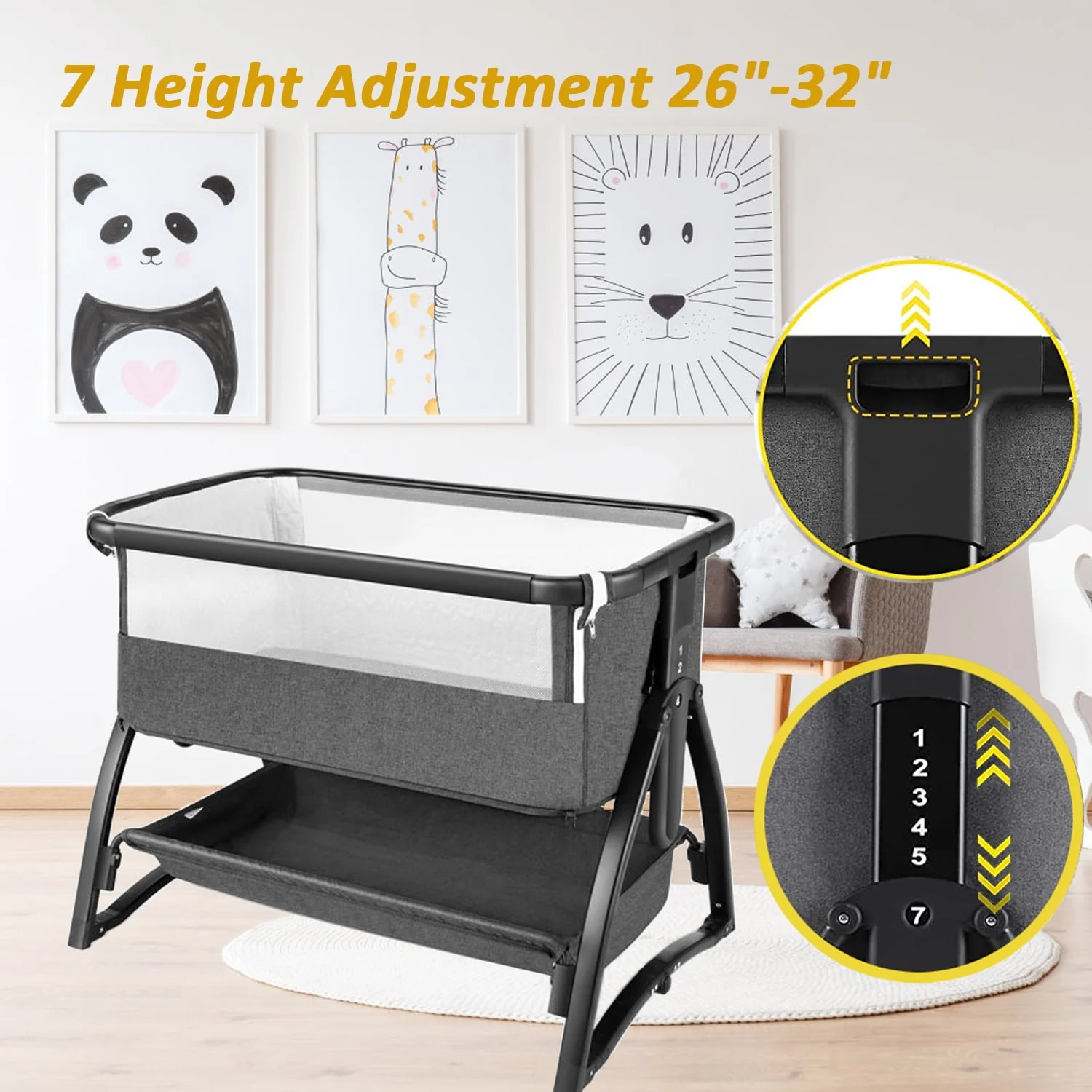 Adnoom Baby Bassinet Bedside Sleeper, Baby Bed to Babies Cradle