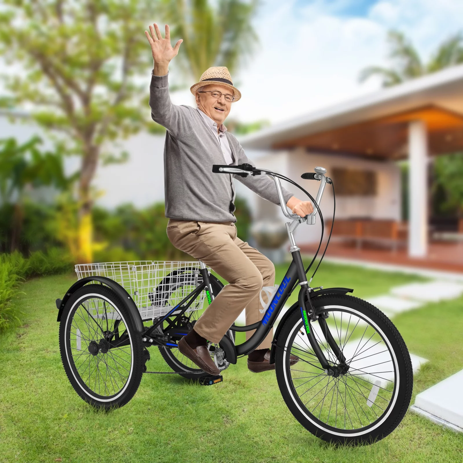 Docred Adult Tricycle 7 Speed 24 Inch Three Wheel Bike Cruiser Trike for Men/Women/Seniors