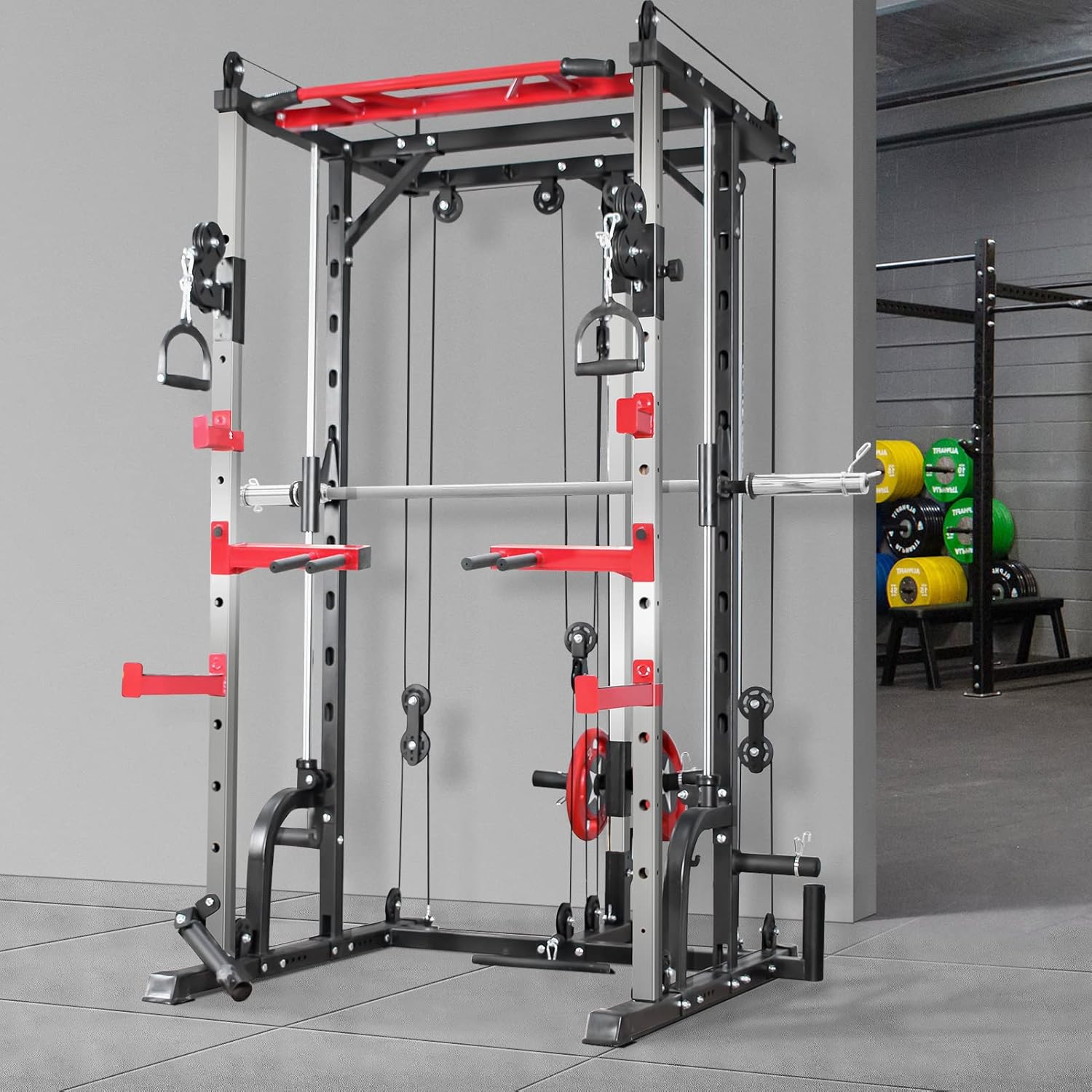 Mikolo Smith Machine, Power Cage with LAT Pull Down System, Total Body Workout for Home Gym&hellip;