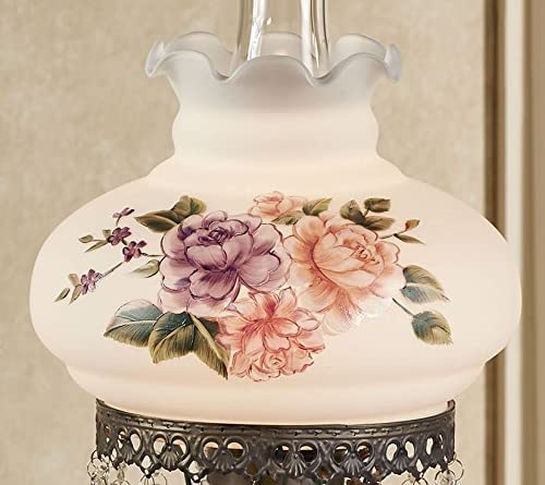 Touch of Class Abigail Hurricane Style Parlor Table Lamp - Antique Victorian Aesthetic - Painted by Hand - Floral Designs