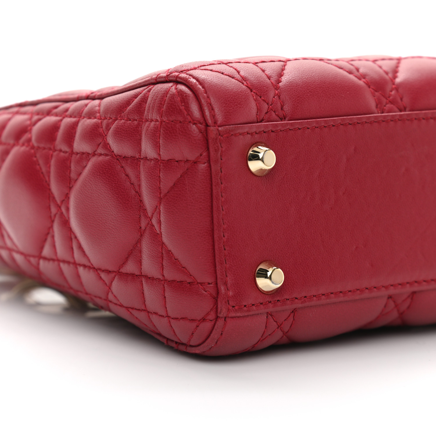 Lambskin Cannage Mini Lady Dior Burgundy