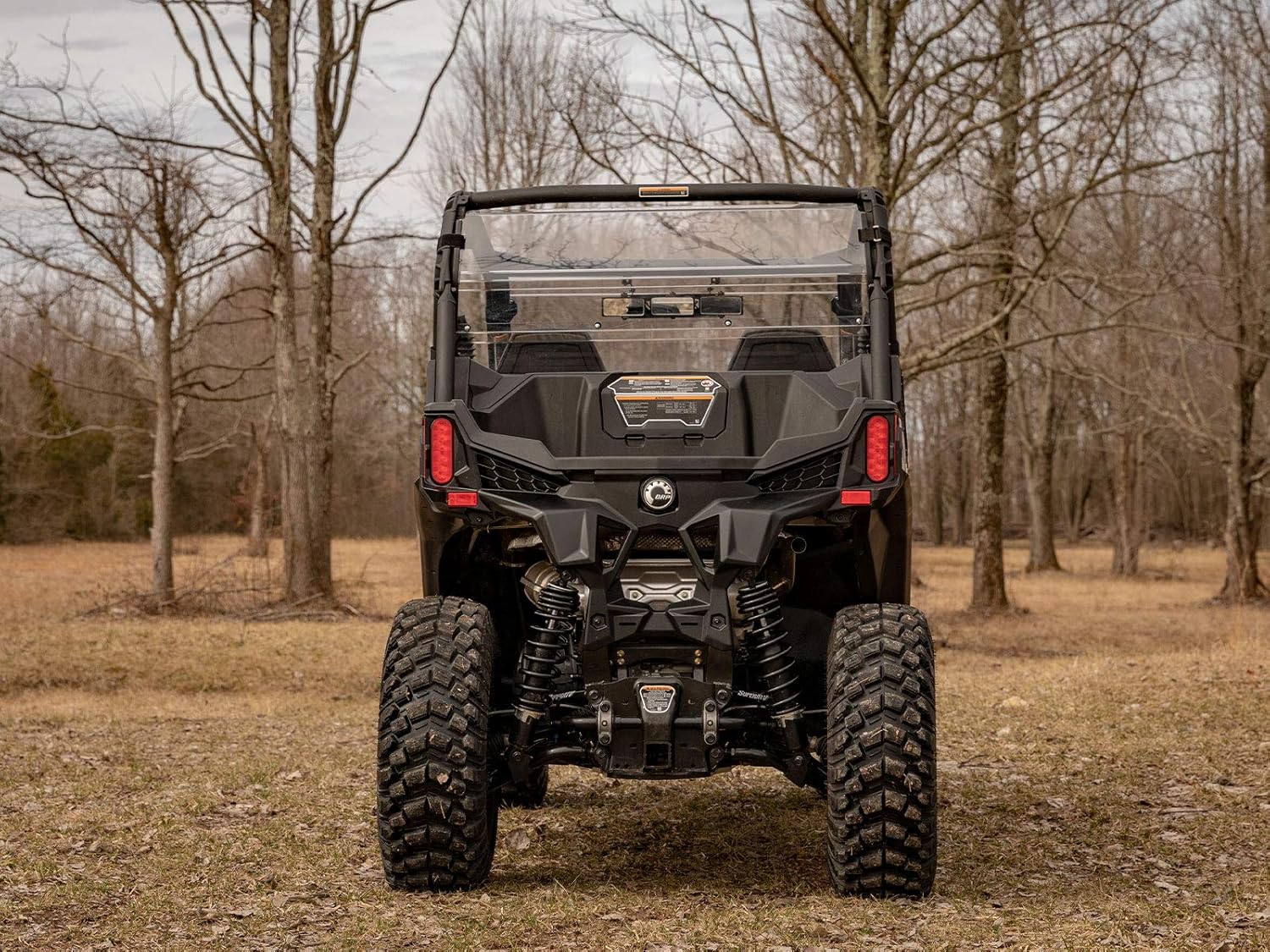 SuperATV 1/4 Clear Polycarbonate Full Rear Windshield for 2018+ Can-Am Maverick Trail 800/ 800 DPS / Maverick Trail 1000 /1000 DPS | 250X Stronger