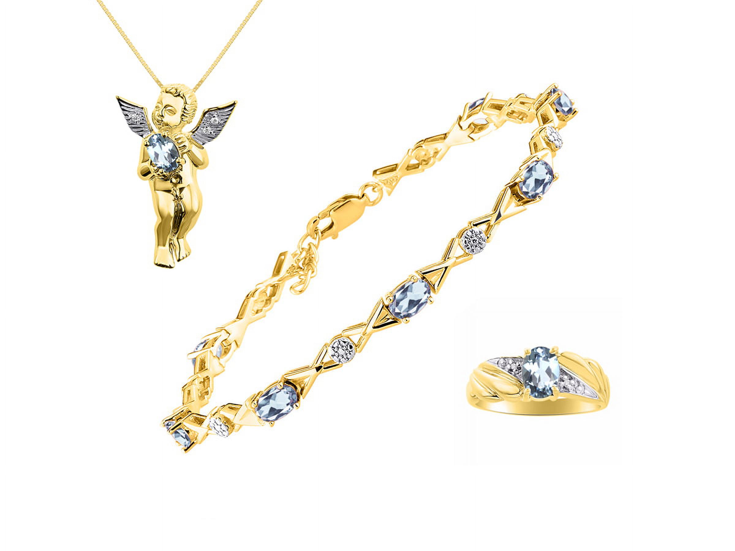 RYLOS Jewelry For Women Yellow Gold Plated Silver Hugs & Kisses Angel Necklace, Tennis Bracelet
