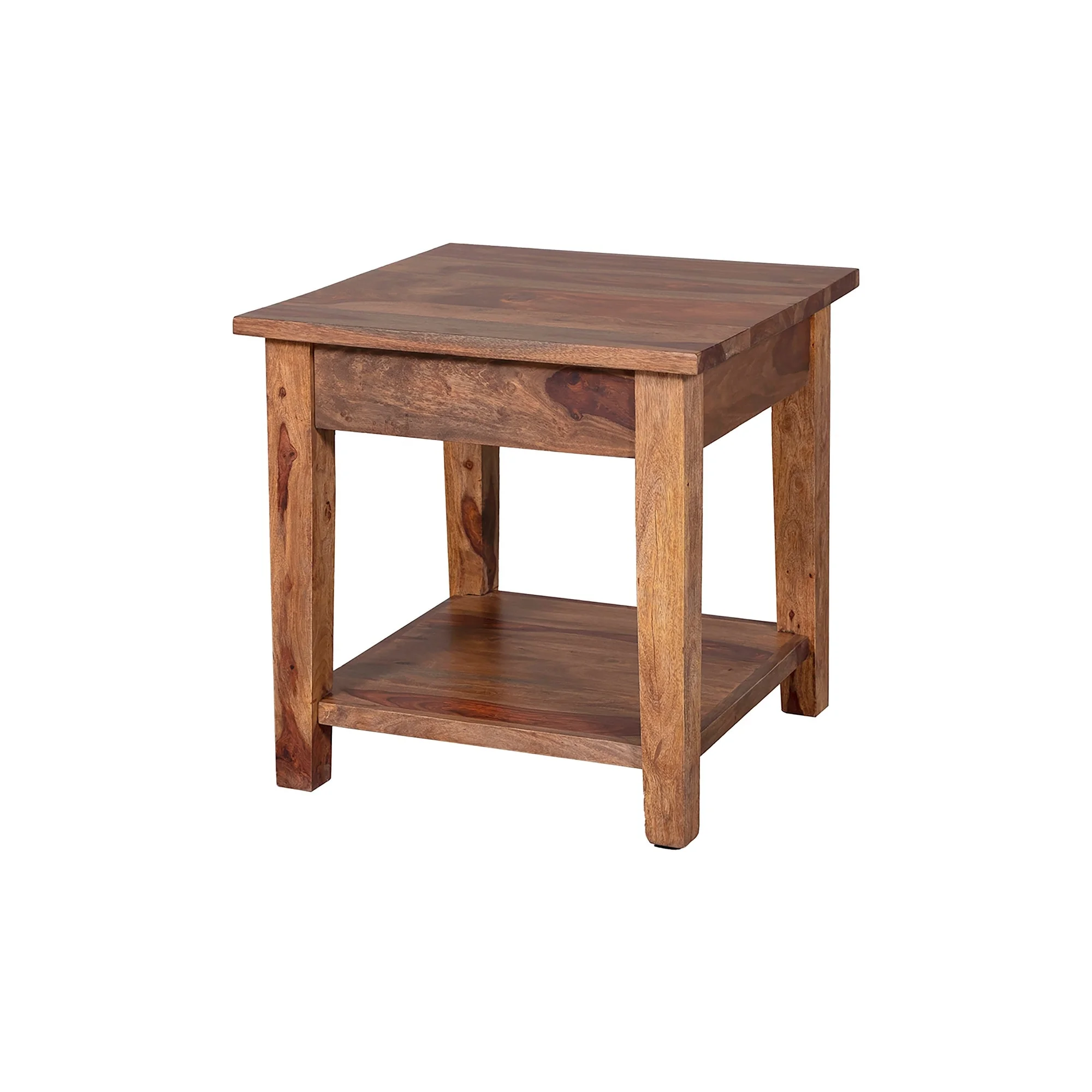 Porter Designs Taos Solid Sheesham Wood End Table - Brown
