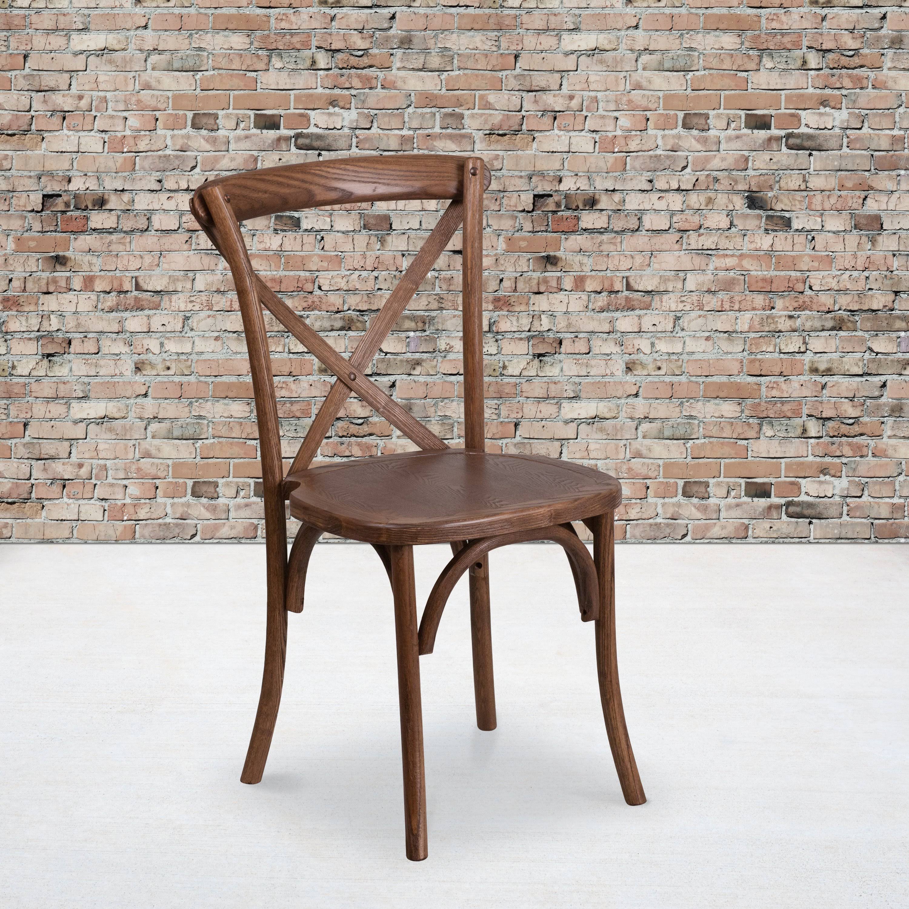 Flash Furniture Hercules Series Stackable Wood Cross Back Chair, Pecan