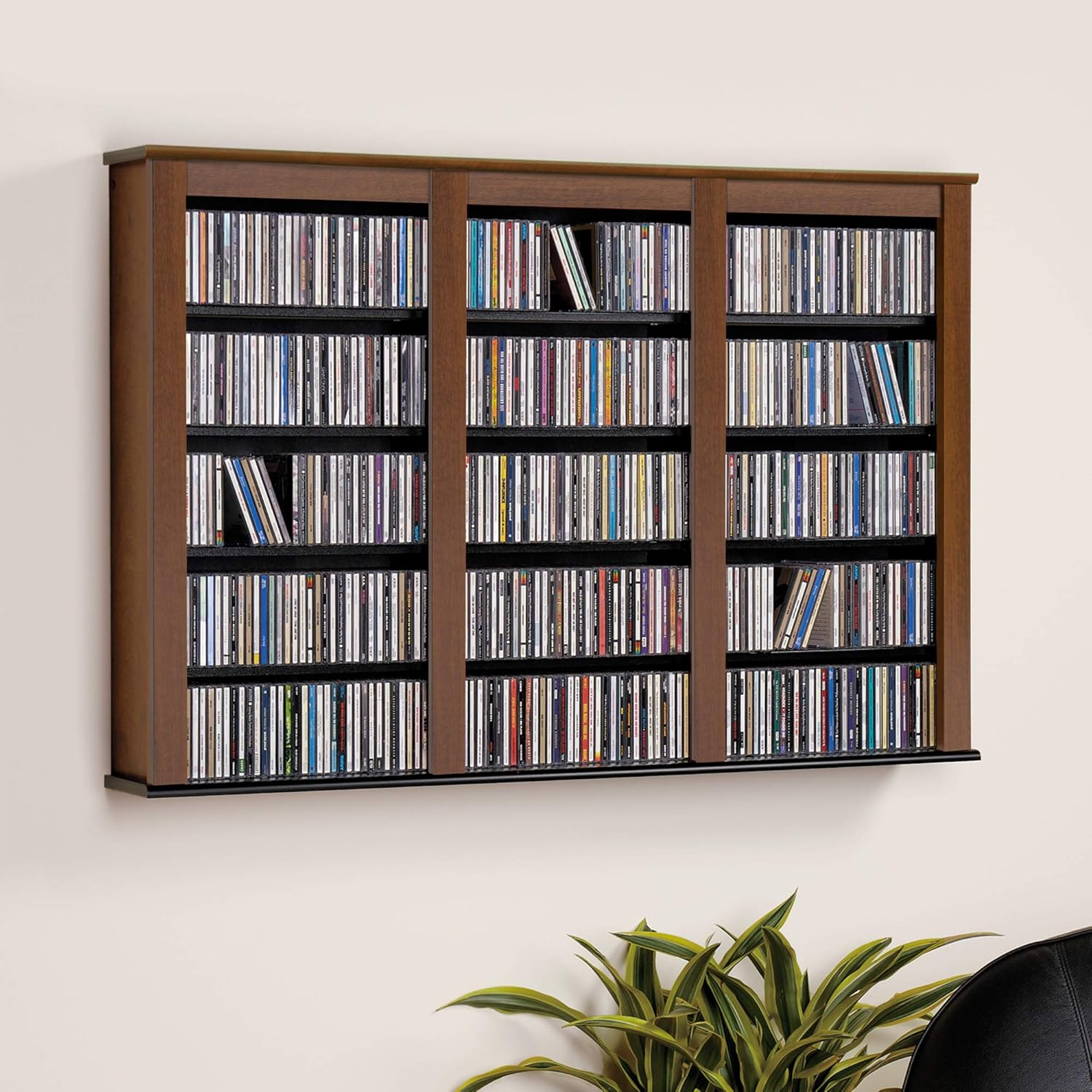 Prepac Triple Wall Mounted Storage Cabinet, Cherry and Black