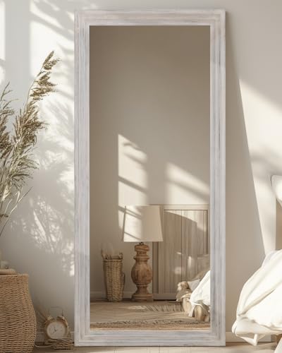 Full Length Mirror, 71"×32" Wooden Mirror Full Length with Stand Wood Floor Mirror, Oversized Stand Up Mirrors Large Wall Mirrors