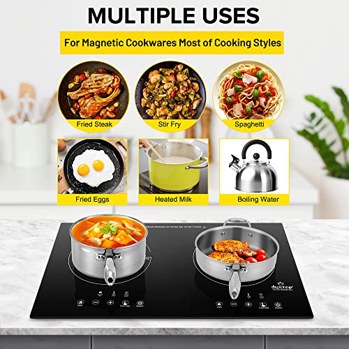 Duxtop 1800W Portable Induction Cooktop 2 Burner, Built-In Countertop Burners with Adjustable Temperature Control