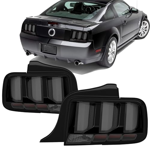 LED Tail Lights Assembly Compatible with 2005 2006 2007 2008 2009 Ford Mustang Rear Taillights Brake Lamp, Black Housing Clear Lens