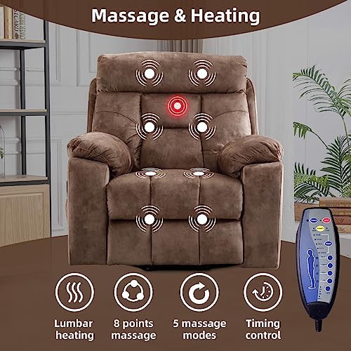 CANMOV Large Power Lift Recliner Chair with Massage and Heat for Elderly Big and Tall People, Overstuffed Wide Recliners with 2 Cup Holders