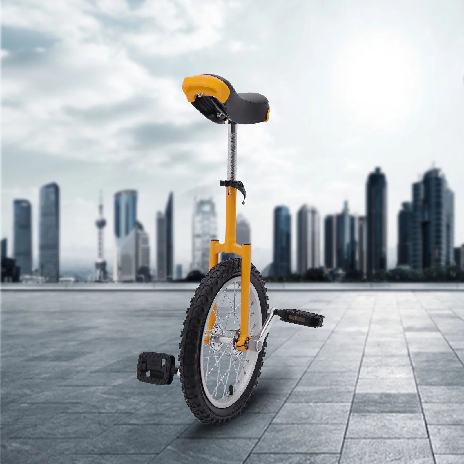 16 Wheel Unicycle with Steel Rim Unicycle One Wheel Bike with Adjustable Height for Adults Kids Beginner Fitness Exercise Balance Training, Skid-proof