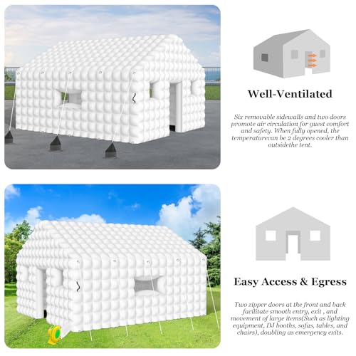 Inflatable Nightclub 20x16.5x12 Ft, Large White Inflatable Party Club Tent for Adults Birthday Backyard Wedding Rental, 2 Doors and Logo Area