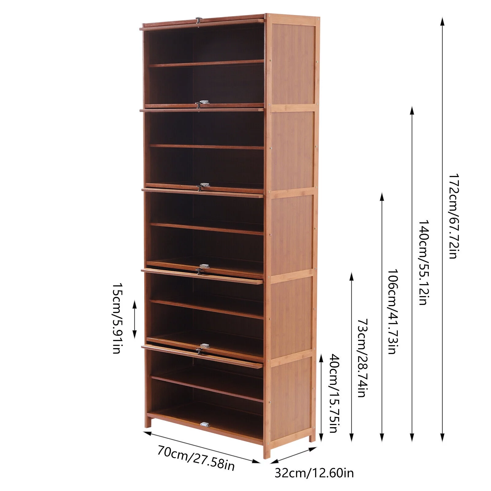 TFCFL 10 Tier Wood Nan Bamboo Shoe Rack Book Shelf Entryway Storage Furniture