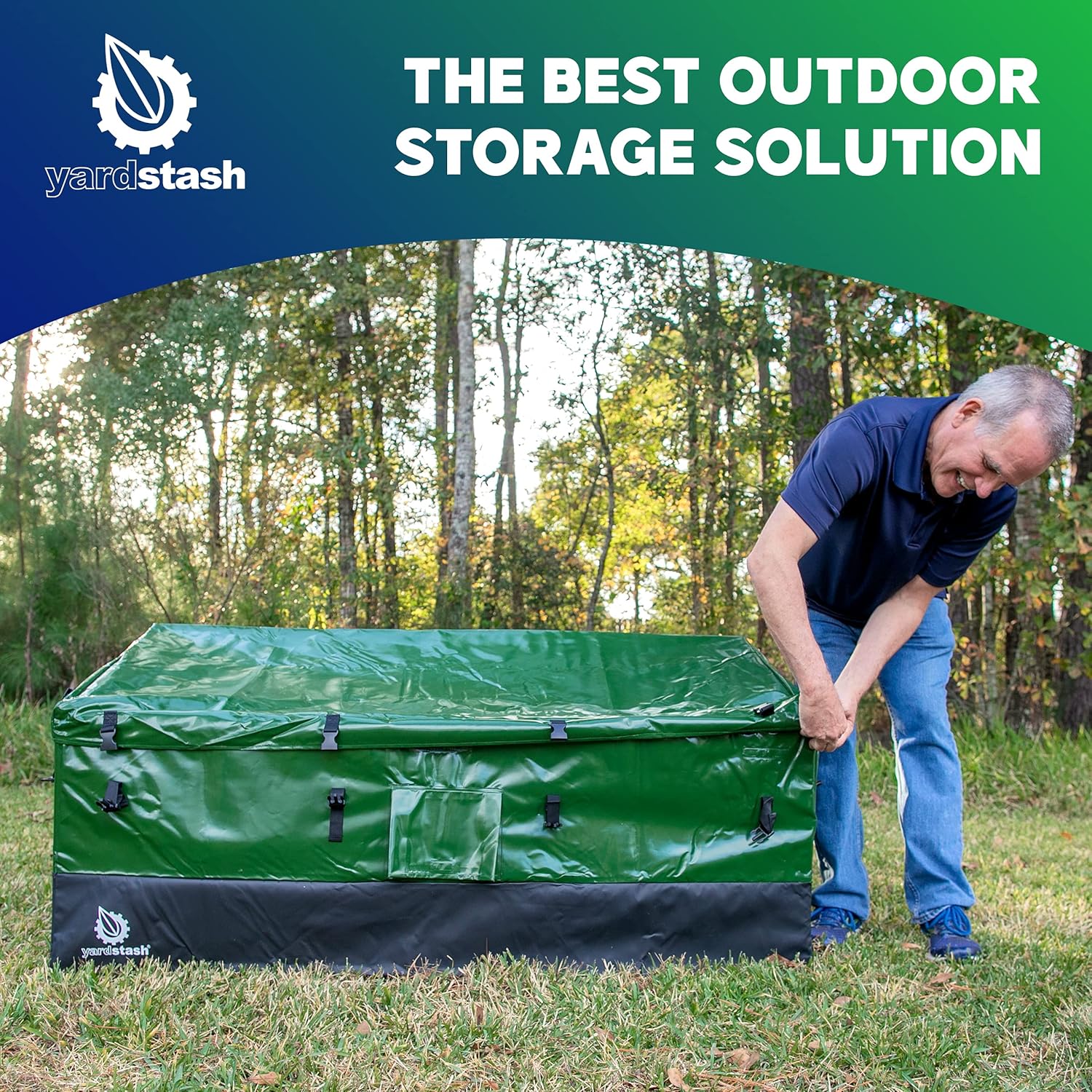 YardStash Outdoor Storage Box (Waterproof) - Heavy Duty, Portable, All Weather Tarpaulin Deck Box - Protects from Rain, Wind, Sun & Snow