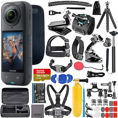 Insta360 X5 8K 360 Waterproof Action Camera with PureVideo AI, Stabilization