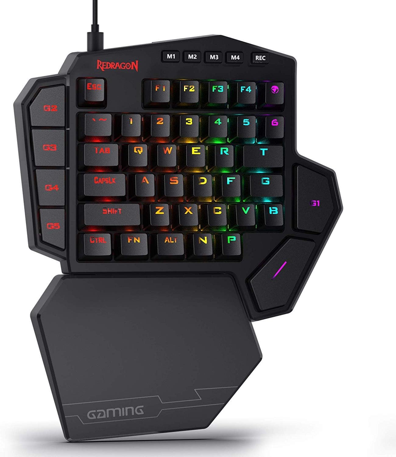 Redragon K585 DITI One-Handed RGB Mechanical Gaming Keyboard, Type-C Wired Professional Gaming Keypad with 7 Onboard Macro Keys