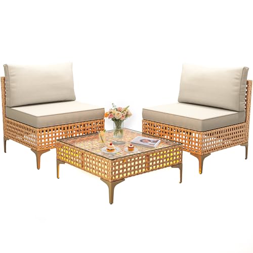 YITAHOME 5 Pieces Outdoor Patio Dining Table Chair Set,Wicker Patio Dining Set,Outdoor Rattan Dining Table Set for Patio, Backyard, Balcony
