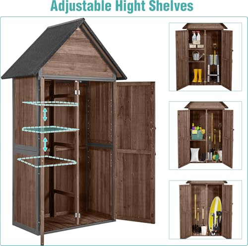 Sheds Outdoor Storage,Garden Shed with Metal Frame Structure and Adjustable Shelves