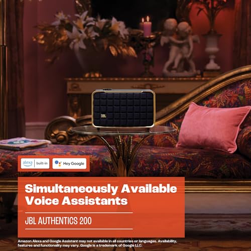 JBL Authentics 200 - Retro Style Smart Home Speaker with Built in Wi-Fi, Bluetooth and Voice Assistants, Alexa and Google Assistant