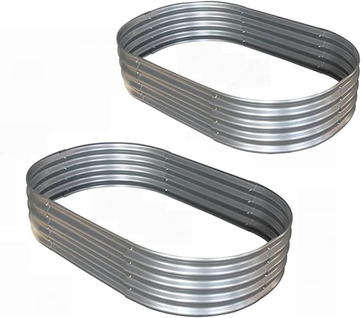 Galvanized Raised Garden Bed, 2-Pack 6×3x1ft Oval Steel Raised Garden Planters for Outdoor Vegetable Flower Herb