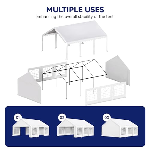 PHI VILLA 20'x16' Outdoor Heavy Duty Party Tent Large Commercial Canopy Wedding Event Shelter with Removable Sidewalls & 3 Storage Bags for Patio