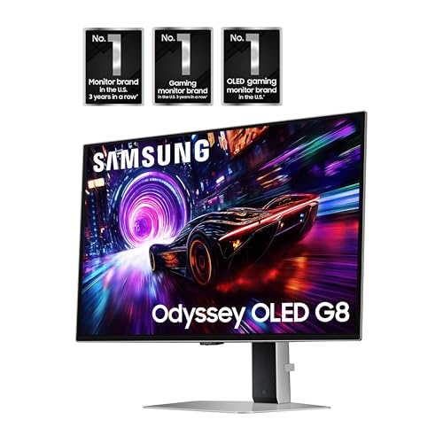 SAMSUNG 27-inch Odyssey QD-OLED G8 (G81SF), 4K, 240Hz, Gaming Monitor, 0.03ms Response Time, DisplayHDR True Black 400, AMD FreeSync™ Premium Pro