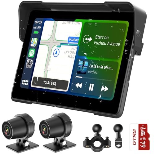 7 Inch Portable CarPlay for Motorcycle, Waterproof Touchscreen Wireless Car Play Android Auto Screen GPS Navigation for Motorbike