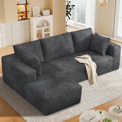 108" Modular Sectional Sofa with L-Shape Chaise, Upholstered Couches for Living Room with Deep Seat, No Assembly Required