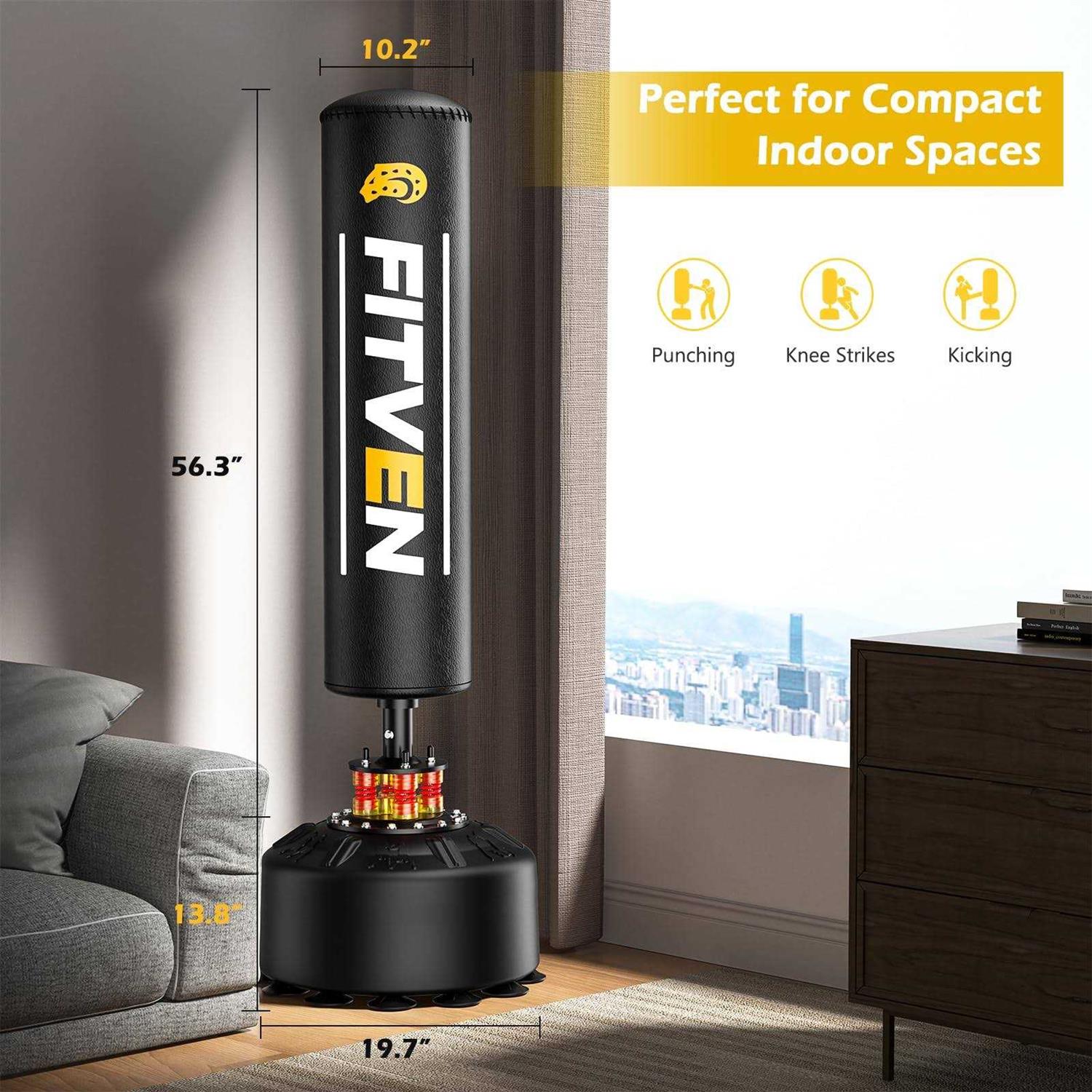 FITVEN Freestanding Punching Bag 70-205lbs with Boxing Gloves Heavy Punching Bag with Suction Cup Base for Adults - Sports Supplies Online Store