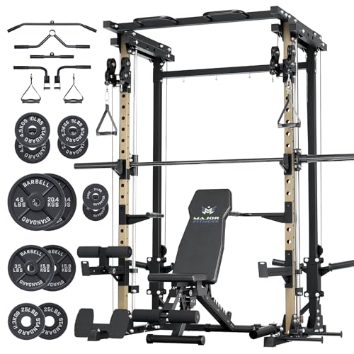 Major Fitness Drone3 Smith△ Machine – All-in-One Home Gym Squat Rack with Weight Bar