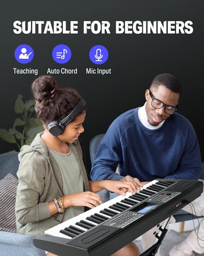 Donner 61 Key Keyboard Piano, Electric Piano Keyboard Kit with 249 Voices, 249 Rhythms - Includes Piano Stand, Stool, Microphone, Gift for Beginners