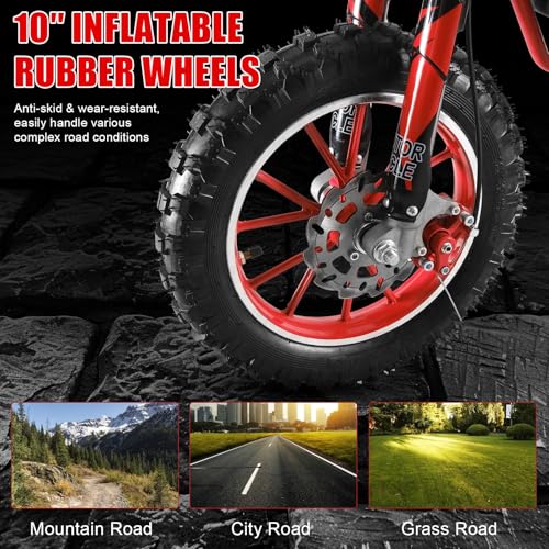 Kids Mini Dirt Bike, 2-Stroke 49cc Gas Motorcycle, Gas Power Motorbike Motocross with Off-Road Tires, Pocket Rocket Mini Pit Bike Trail Bike