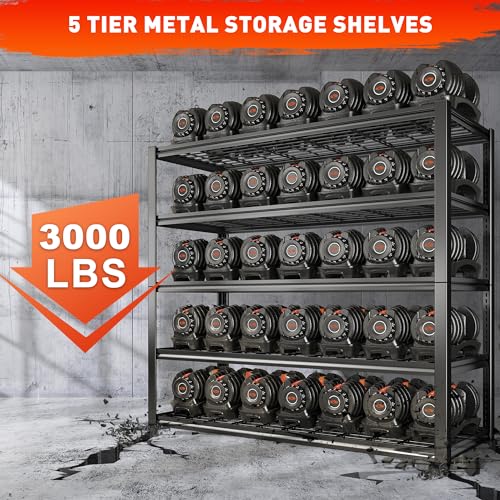 REIBII 60" W Garage Shelving Heavy Duty Metal Shelving 3000LBS Storage Shelves Adjustable Metal Shelves for Storage Industrial Garage Shelves for