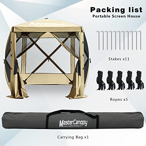 MASTERCANOPY 12x12FT Pop Up Gazebo Screen Tent - Instant Screen House with Netting, Quick Set, Outdoor Canopy Shelter with Carry Bag for Camping