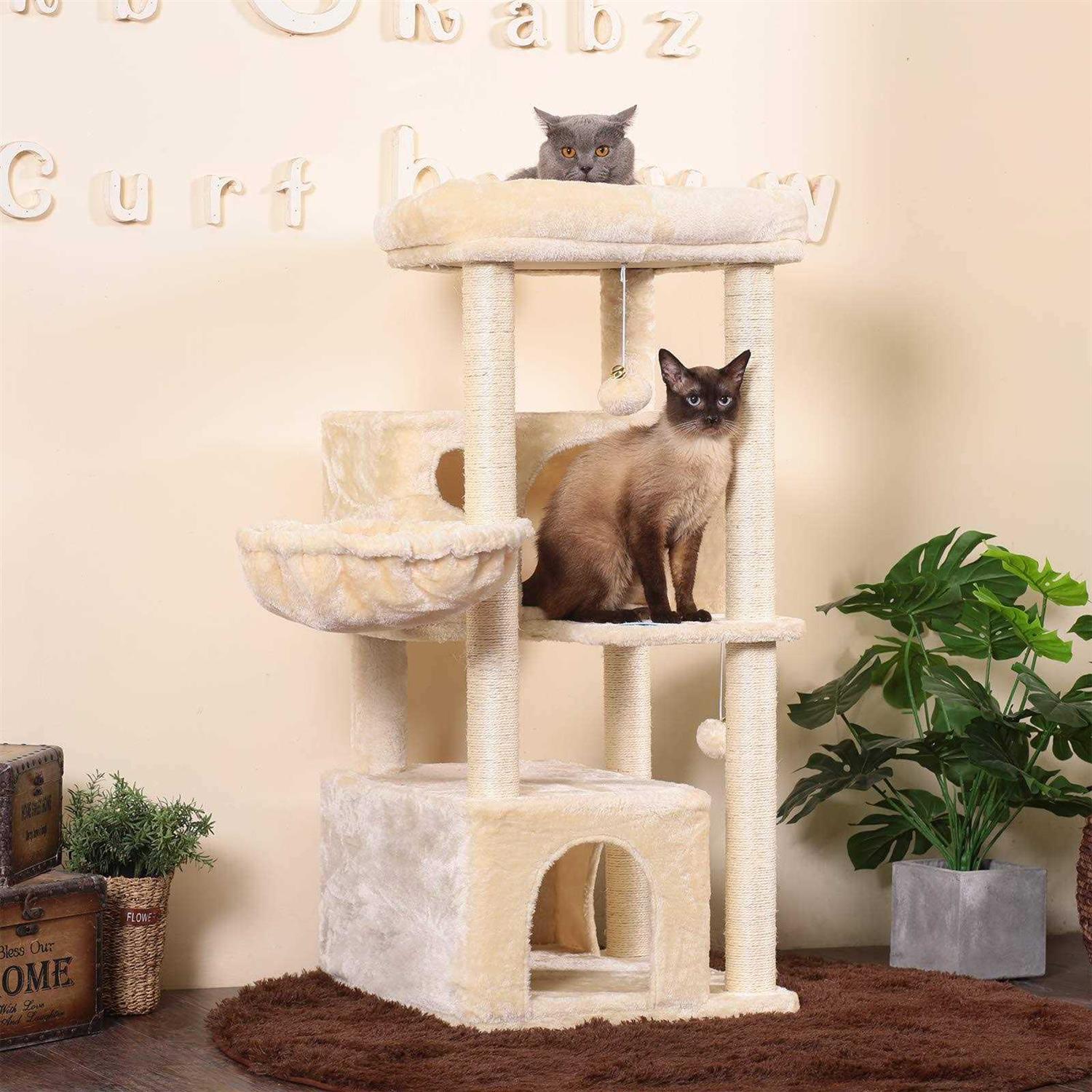 Hey-brother Cat Tree,Multi-Level Cat Condo for Large Cat Tower Furniture with Sisal-Covered Scratching Posts - Pet Supplies online store