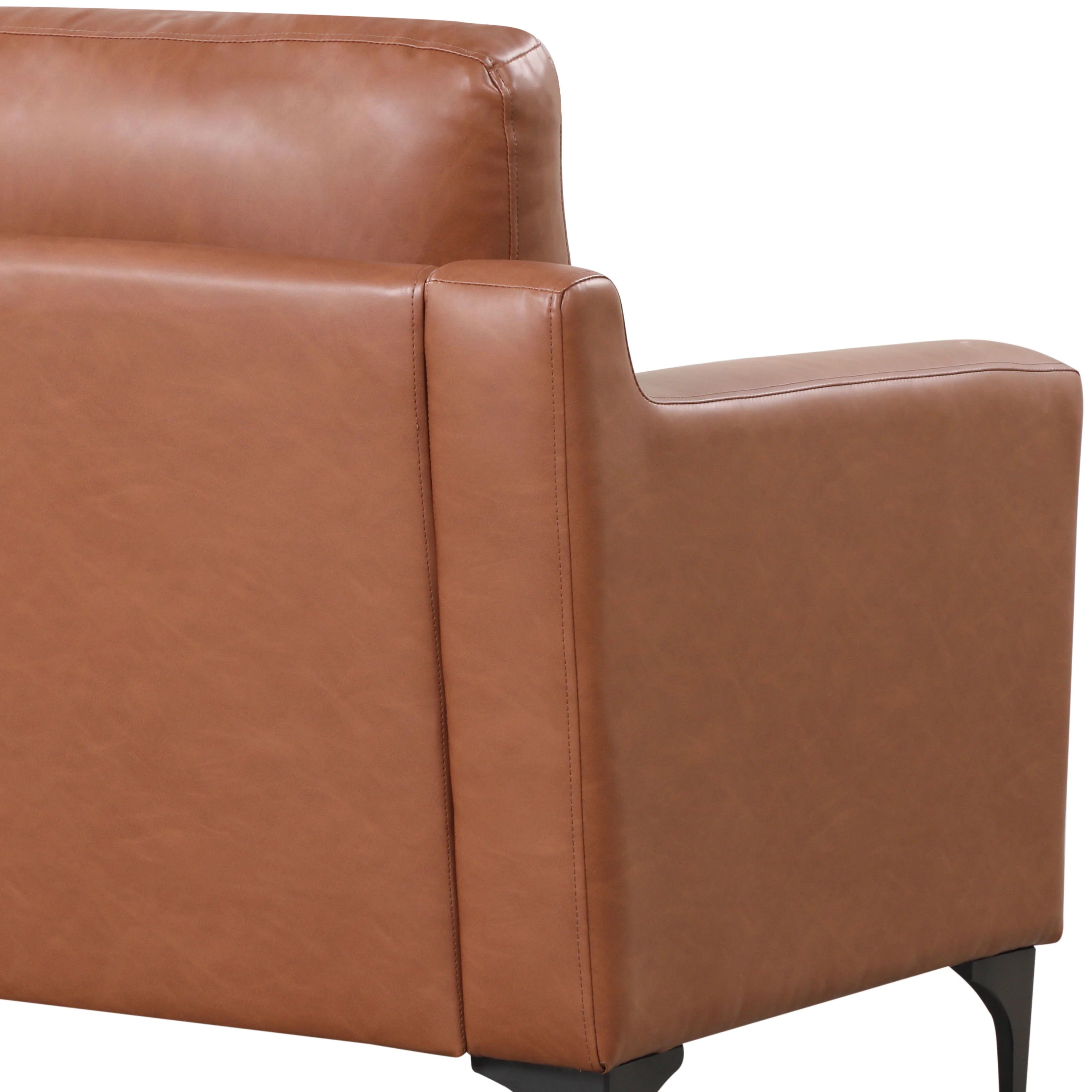 Serta Hemsworth Mid-Century Modern Style Sofa, Brown Faux Leather - Radiant Selections