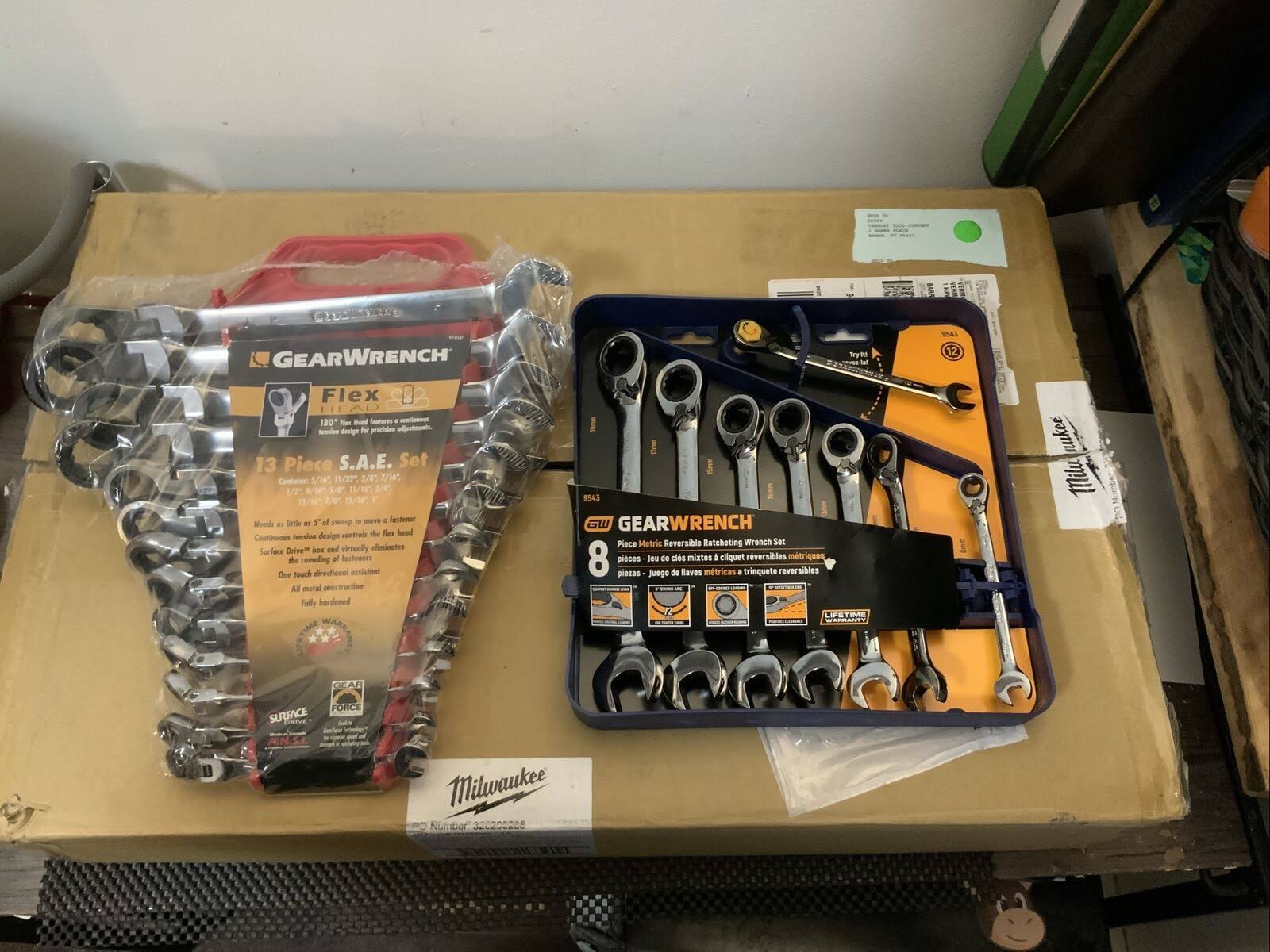 GearWrench 9702 13 Piece Flex-Head Combination Ratcheting Wrench Set SAE