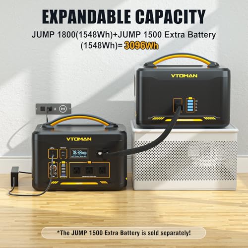 VTOMAN Jump 600X Portable Power Station, LFP Battery Powered Generator with 2x 600W AC Outlets (Surge 1200W), 4x USB ports