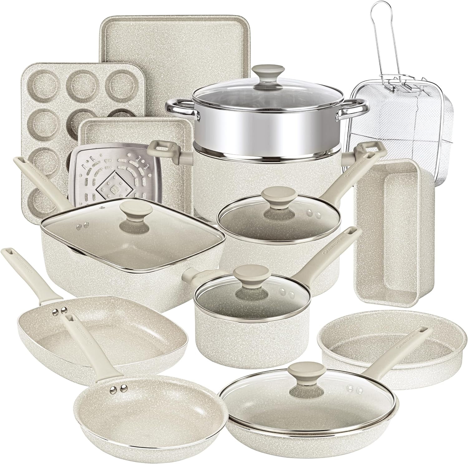 Granitestone Pots and Pans Set Desert 20 Pc Cookware Set Pots and Pans Set - Radiant Selections